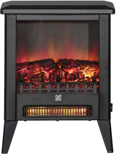 Sfeerhaard Elektrisch - Haard met Verwarming - met LED-vlameffect - 1800 W - Kachel Vrijstaand - Openhaard - Oververhittingsbeveiliging en Laag Geluidsniveau - Zwart