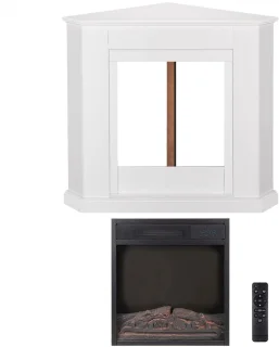Elektrische open haard met verwarming, vlameffect en afstandsbediening – Hoekhaard in wit
