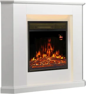 Elektrische open haard met verwarming, vlameffect en afstandsbediening – Hoekhaard in wit
