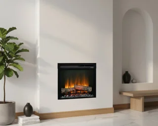 HomeByNicole Luxe Elektrische Inbouwhaard XHD23 Firebox 23" – 1400W – Optiflame Vlameffect – LED Verlichting – Warmtefunctie – Afstandsbediening – Zwart – Inzethaard / Wandhaard voor Schouwombouw