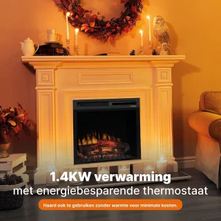 HomeByNicole Luxe Inbouw Elektrische Haard – 26" LED Firebox 1400W – Realistisch Optiflame Vlameffect – Met Verwarming, Timer & Afstandsbediening – Zwart – Stil & Energiezuinig Design