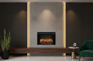 HomeByNicole Luxe Inbouw Elektrische Haard – 26" LED Firebox 1400W – Realistisch Optiflame Vlameffect – Met Verwarming, Timer & Afstandsbediening – Zwart – Stil & Energiezuinig Design