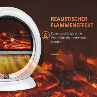 LED Sfeerhaard Elektrisch - Haard met Verwarming - Mini Tafel Staande Haard- 1500W - Kachel Vrijstaand - Openhaard - Wit - 30,5 x 18 x 35 cm