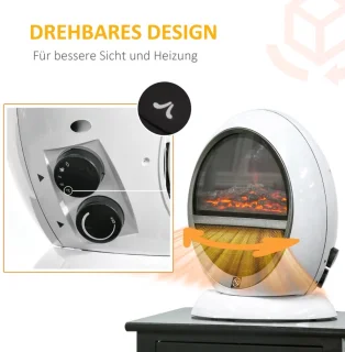 LED Sfeerhaard Elektrisch - Haard met Verwarming - Mini Tafel Staande Haard- 1500W - Kachel Vrijstaand - Openhaard - Wit - 30,5 x 18 x 35 cm