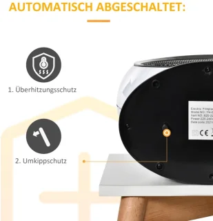 LED Sfeerhaard Elektrisch - Haard met Verwarming - Mini Tafel Staande Haard- 1500W - Kachel Vrijstaand - Openhaard - Wit - 30,5 x 18 x 35 cm