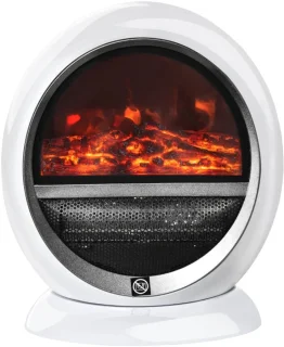 LED Sfeerhaard Elektrisch - Haard met Verwarming - Mini Tafel Staande Haard- 1500W - Kachel Vrijstaand - Openhaard - Wit - 30,5 x 18 x 35 cm