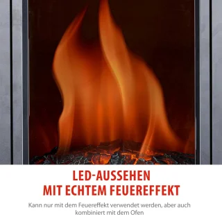 Elektrische Open Haard met Verwarming en LED Vlameffect - 1000W/2000W, Instelbare Thermostaat