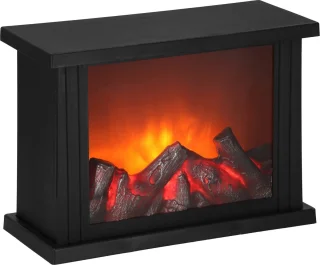 Springos Open Haard - Kachel - Verwarming - Decoratieve Verlichting - Baterijen - USB LED - 27,5 x 19,5 x 12 cm - Zwart