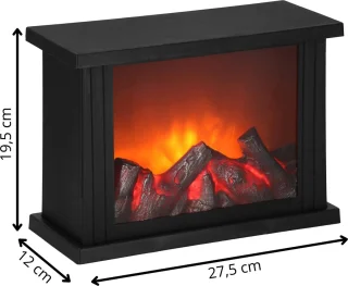 Springos Open Haard - Kachel - Verwarming - Decoratieve Verlichting - Baterijen - USB LED - 27,5 x 19,5 x 12 cm - Zwart