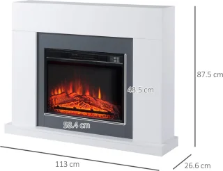 Elektrische haard met ombouw - Elektrische kachel - Inbouwhaard - Sfeerhaard - Kachel - Afstandsbediening - 2000 Watt - Wit/Grijs