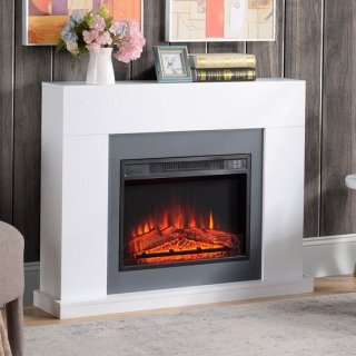 Elektrische haard met ombouw - Elektrische kachel - Inbouwhaard - Sfeerhaard - Kachel - Afstandsbediening - 2000 Watt - Wit/Grijs review