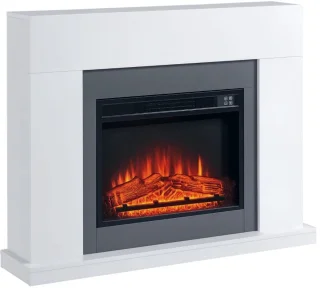 Sfeerhaard Elektrisch - Haard met Verwarming - LED-vlameffect - 1800/2000W - Openhaard - Decoratieve Haard - Kachel Vrijstaand - Wit - 113 x 26,6 x 87,5 cm