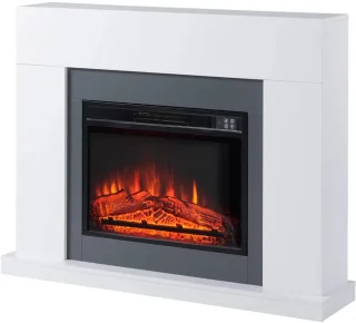 Sfeerhaard Elektrisch - Haard met Verwarming - LED-vlameffect - 1800/2000W - Openhaard - Decoratieve Haard - Kachel Vrijstaand - Wit - 113 x 26,6 x 87,5 cm