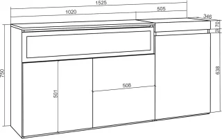 Dressoir met Elektrische Haard | Moderne Buffetkast | 150x75x35 cm | 3 Deuren | Eiken/Zwart
