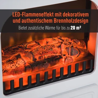 Elektrische Haardkachel met Vlameffect en Oververhittingsbeveiliging - Wit 42 x 28 x 55 cm