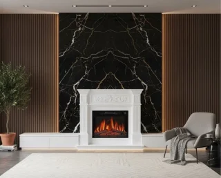 Elektrische Open Haard HomeByNicole Toscana Luxe Flame AF23W – Vrijstaande LED Sfeerhaard met Verwarming 1800W, Realistisch Vlameffect, Geluid van Houtvuur, 12 Warmtestanden, Thermostaat, Timer & Afstandsbediening – Wit MDF Klassiek Design