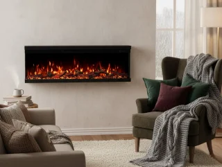 Elektrische Open Haard Ganeey Luxe 3D LED Inbouwhaard 106 cm – Realistisch Vlameffect met Knettergeluid, App & Afstandsbediening – 1800W Verwarming met Thermostaat, Timer & Kinderbeveiliging – Moderne Wandhaard Zwart