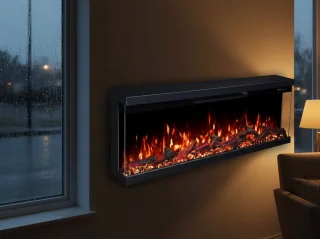 Elektrische Open Haard Ganeey Luxe 3D LED Inbouwhaard 106 cm – Realistisch Vlameffect met Knettergeluid, App & Afstandsbediening – 1800W Verwarming met Thermostaat, Timer & Kinderbeveiliging – Moderne Wandhaard Zwart