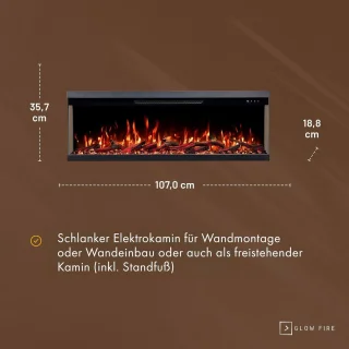 Elektrische Open Haard Ganeey Luxe 3D LED Inbouwhaard 106 cm – Realistisch Vlameffect met Knettergeluid, App & Afstandsbediening – 1800W Verwarming met Thermostaat, Timer & Kinderbeveiliging – Moderne Wandhaard Zwart
