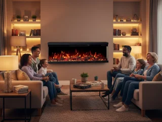 Elektrische Open Haard Ganeey Luxe 3D LED Inbouwhaard 106 cm – Realistisch Vlameffect met Knettergeluid, App & Afstandsbediening – 1800W Verwarming met Thermostaat, Timer & Kinderbeveiliging – Moderne Wandhaard Zwart