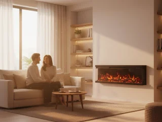 Elektrische Open Haard Ganeey Luxe 3D LED Inbouwhaard 106 cm – Realistisch Vlameffect met Knettergeluid, App & Afstandsbediening – 1800W Verwarming met Thermostaat, Timer & Kinderbeveiliging – Moderne Wandhaard Zwart