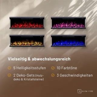 Elektrische Open Haard Ganeey Luxe 3D LED Inbouwhaard 106 cm – Realistisch Vlameffect met Knettergeluid, App & Afstandsbediening – 1800W Verwarming met Thermostaat, Timer & Kinderbeveiliging – Moderne Wandhaard Zwart