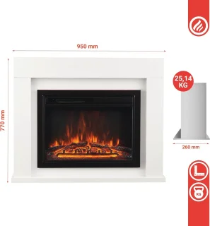 Elektrische open haard met 3D-vlameffect en afstandsbediening - Stijlvolle verwarming met LED-sfeerverlichting