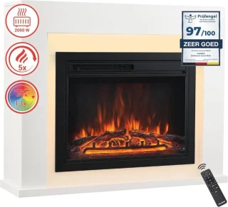 Elektrische open haard met 3D-vlameffect en afstandsbediening - Stijlvolle verwarming met LED-sfeerverlichting
