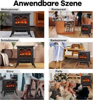 Elektrische Open Haard met Vlameffect - Staande Verwarming met 750W/1500W