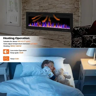 Betaalbare Goederen® Elektrische haard - 50 inch - elektrische kachel - sfeerhaard - haard - elektrische kachel sfeerhaard - electrische haard met verwarming