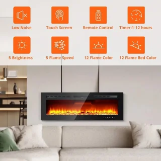 Betaalbare Goederen® Elektrische haard - 50 inch - elektrische kachel - sfeerhaard - haard - elektrische kachel sfeerhaard - electrische haard met verwarming