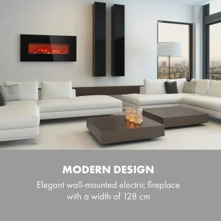 Elektrische haard met vlameffect en afstandsbediening | 1600 Watt | Wandmontage | 128 cm breed