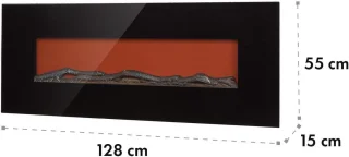 Elektrische haard met vlameffect en afstandsbediening | 1600 Watt | Wandmontage | 128 cm breed