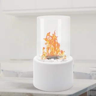 Tafelhaard met decoratieve stenen en blusstempel - Voor terrassen, balkon en woonkamer - Bio-ethanol - Outdoor gebruik