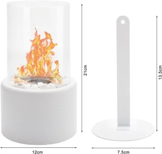 Tafelhaard met decoratieve stenen en blusstempel - Voor terrassen, balkon en woonkamer - Bio-ethanol - Outdoor gebruik