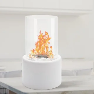 Tafelhaard met decoratieve stenen en blusstempel - Voor terrassen, balkon en woonkamer - Bio-ethanol - Outdoor gebruik
