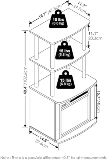 2-Tier Tall TV Bijzettafel met Open Haard Inzetstuk – Effen Wit/Zwart