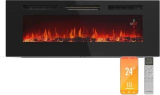 Slimme Elektrische Haard met Vlameffect voor Wandmontage - 1800 W, Realistische LED, App & Afstandsbediening, Instelbare kleuren & helderheid, Oververhittingsbeveiliging