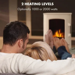 Elegante elektrische haard met panoramavenster en instelbare verwarming