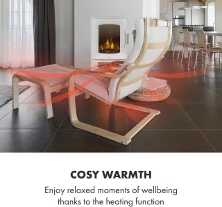 Elegante elektrische haard met panoramavenster en instelbare verwarming