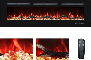 152 cm Elektrische Open Haard Inserts voor Wandmontage - Verwarmingsoplossing met Afstandsbediening en Aanraakscherm