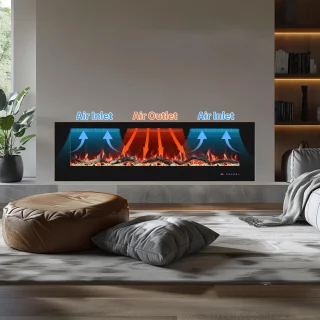 152 cm Elektrische Open Haard Inserts voor Wandmontage - Verwarmingsoplossing met Afstandsbediening en Aanraakscherm