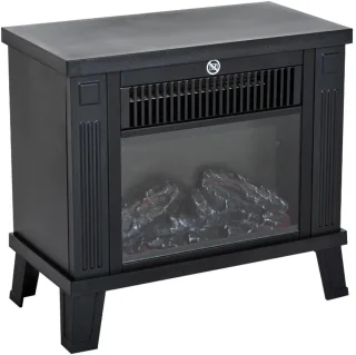 Sfeerhaard Elektrisch - Haard met Verwarming - 600/1200W - Kachel Vrijstaand - Openhaard - Metaal - Zwart - 34x17x31cm