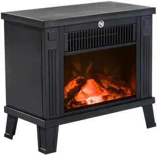 Sfeerhaard Elektrisch - Haard met Verwarming - 600/1200W - Kachel Vrijstaand - Openhaard - Metaal - Zwart - 34x17x31cm
