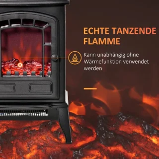 Sfeerhaard Elektrisch - Haard met Verwarming - Realistisch LED-vlameffect - 1000/2000 W - Openhaard - Kachel Vrijstaand - Zwart