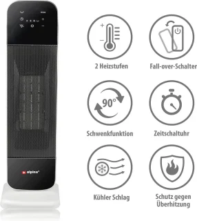 Kachel en Ventilator met Afstandsbediening - Oscillerende Torenventilator voor Verwarming en Verkoeling - Instelbare Temperatuur van 15 tot 35°C