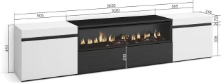 Moderne TV-kast met Elektrische Open Haard - 200 x 45 x 35 cm - Voor TVs tot 203 cm