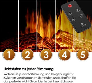 KESSER® Sfeerhaard Elektrisch Haard 1800W met LED Vlammen Dimbaar - Electrische Kachel met Timer & Afstandsbediening - Elektrische Verwarming met Thermostaat - Villa Wit