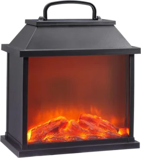 LED Vuursimulatie Openhaard - Decoratieve Lantaarn met Vlam Flikkering - 17,5 x 30 x 32 cm