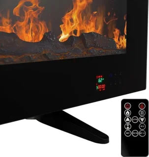 Elektrische Inbouwhaard LuxeFlame™ 127 cm – Wand- & Vrijstaande Sfeerhaard met Verwarming – 2 Warmtestanden 950W/1850W – 12 LED Kleuren – 5 Lichtsterktes – Thermostaat 15-35°C – Afstandsbediening & Timer – HomeByNicole